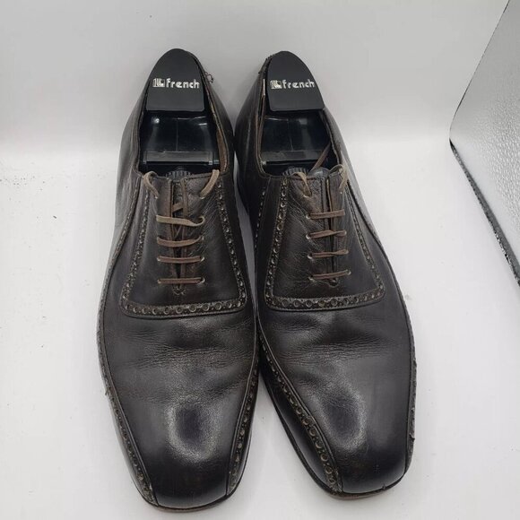 Vintage US9 Handmade Men's Brown Leather Split Toe Lace Up Derby Dress Shoes - Picture 2 of 7